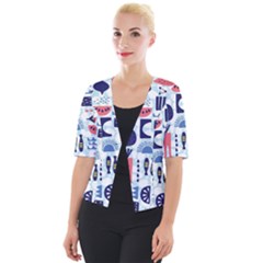 Vector Illustrated Pattern Design Cropped Button Cardigan by Sudhe