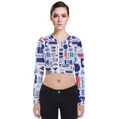 Vector Illustrated Pattern Design Long Sleeve Zip Up Bomber Jacket by Sudhe