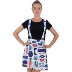 Vector Illustrated Pattern Design Velvet Suspender Skater Skirt