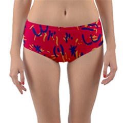 Pattern Booty Faces Reversible Mid-waist Bikini Bottoms by Sudhe