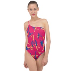 Pattern Booty Faces Classic One Shoulder Swimsuit by Sudhe