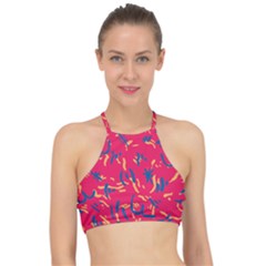 Pattern Booty Faces Racer Front Bikini Top