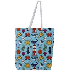 Surface Pattern Design Full Print Rope Handle Tote (large) by Sudhe