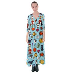 Surface Pattern Design Button Up Maxi Dress