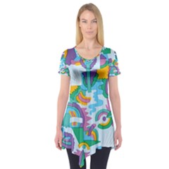 Pattern Hotdogtrap Short Sleeve Tunic 