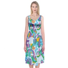 Pattern Hotdogtrap Midi Sleeveless Dress by Sudhe