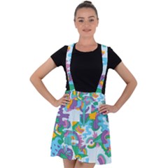 Pattern Hotdogtrap Velvet Suspender Skater Skirt