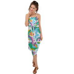 Pattern Hotdogtrap Waist Tie Cover Up Chiffon Dress