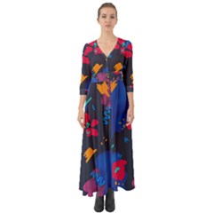 Patterns Rosebuds Button Up Boho Maxi Dress by Sudhe