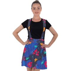 Patterns Rosebuds Velvet Suspender Skater Skirt by Sudhe