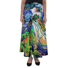 Artistic Nature Painting Flared Maxi Skirt by Sudhe