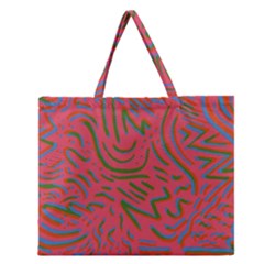 Pattern Saying Wavy Zipper Large Tote Bag by Sudhe