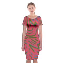 Pattern Saying Wavy Classic Short Sleeve Midi Dress by Sudhe