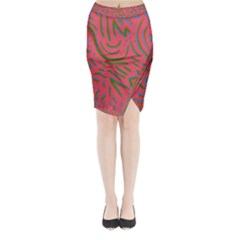 Pattern Saying Wavy Midi Wrap Pencil Skirt by Sudhe