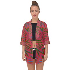 Pattern Saying Wavy Open Front Chiffon Kimono by Sudhe