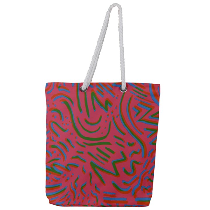 Pattern Saying Wavy Full Print Rope Handle Tote (Large)