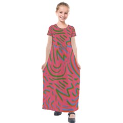 Pattern Saying Wavy Kids  Short Sleeve Maxi Dress by Sudhe