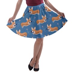 Corgi Patterns A-line Skater Skirt by Sudhe