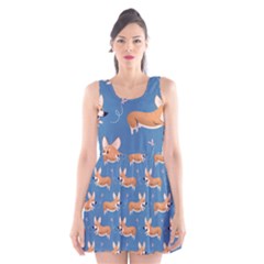 Corgi Patterns Scoop Neck Skater Dress