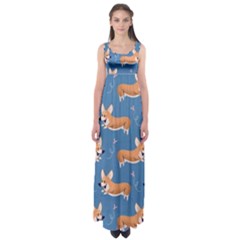 Corgi Patterns Empire Waist Maxi Dress by Sudhe