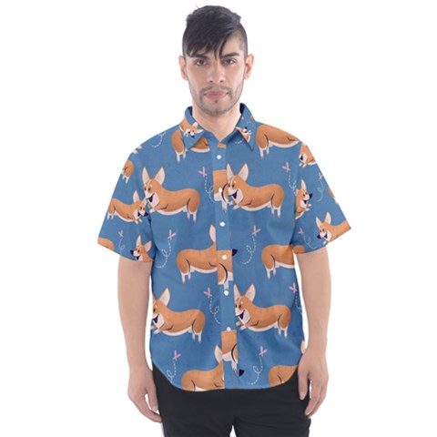 Corgi Patterns Men s Short Sleeve Shirt by Sudhe