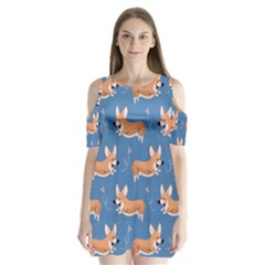 Corgi Patterns Shoulder Cutout Velvet One Piece by Sudhe