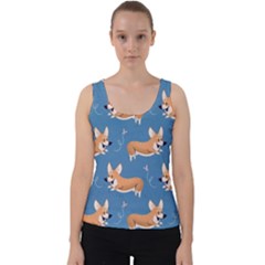 Corgi Patterns Velvet Tank Top by Sudhe