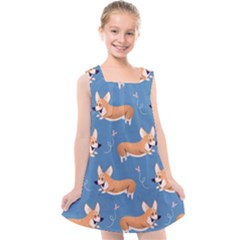 Corgi Patterns Kids  Cross Back Dress by Sudhe