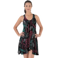 Abstract Pattern Show Some Back Chiffon Dress