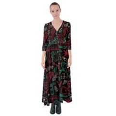 Abstract Pattern Button Up Maxi Dress