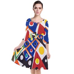 Pattern And Decoration Revisited At The East Side Galleries Quarter Sleeve Waist Band Dress by Sudhe