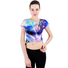 Crystal Wave Pattern Design Crew Neck Crop Top by Sudhe