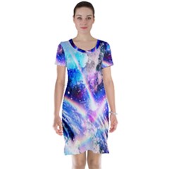 Crystal Wave Pattern Design Short Sleeve Nightdress by Sudhe