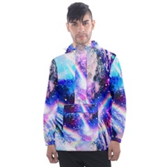 Crystal Wave Pattern Design Men s Front Pocket Pullover Windbreaker