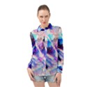 Crystal Wave Pattern Design Long Sleeve Chiffon Shirt View1