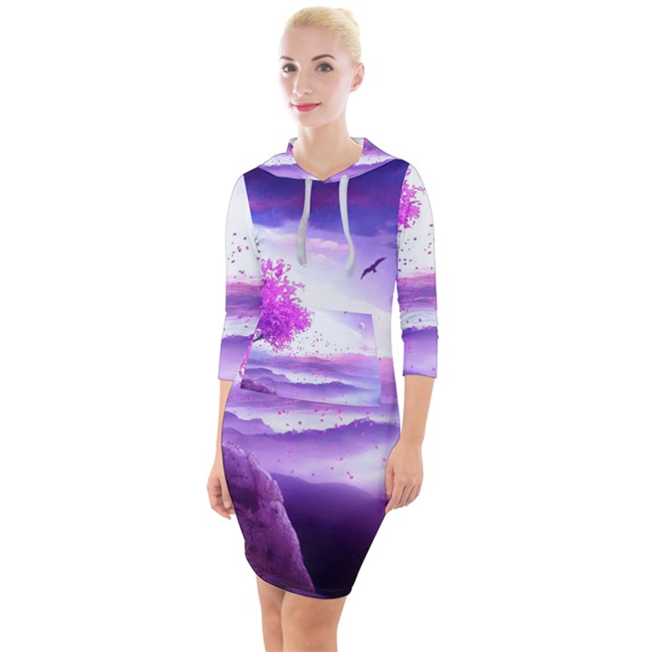 Fantasy World Quarter Sleeve Hood Bodycon Dress