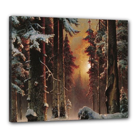 Sunset In The Frozen Winter Forest Canvas 24  X 20  (stretched) by Sudhe