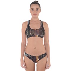 Sunset In The Frozen Winter Forest Cross Back Hipster Bikini Set