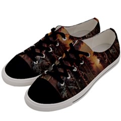 Sunset In The Frozen Winter Forest Men s Low Top Canvas Sneakers