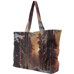 Sunset In The Frozen Winter Forest Simple Shoulder Bag