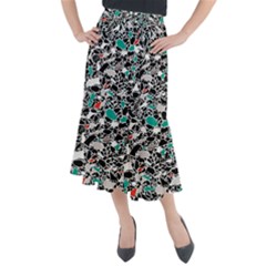 Illustration Abstract Pattern Midi Mermaid Skirt