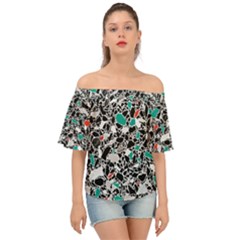 Illustration Abstract Pattern Off Shoulder Short Sleeve Top