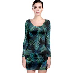 Palms Pattern Design Long Sleeve Bodycon Dress by Sudhe