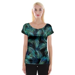 Palms Pattern Design Cap Sleeve Top by Sudhe