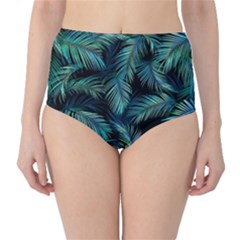 Palms Pattern Design Classic High-waist Bikini Bottoms by Sudhe