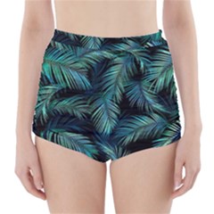 Palms Pattern Design High-waisted Bikini Bottoms by Sudhe