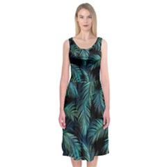 Palms Pattern Design Midi Sleeveless Dress by Sudhe