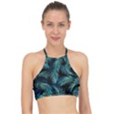 Palms Pattern Design Racer Front Bikini Top View1