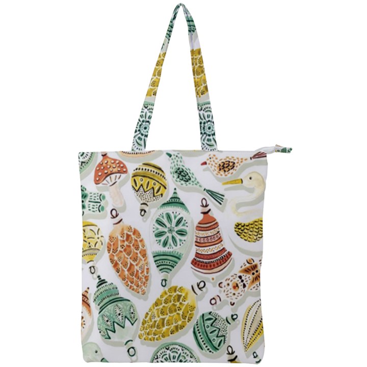 Surface Pattern  Vintage Christmas Ornaments Double Zip Up Tote Bag