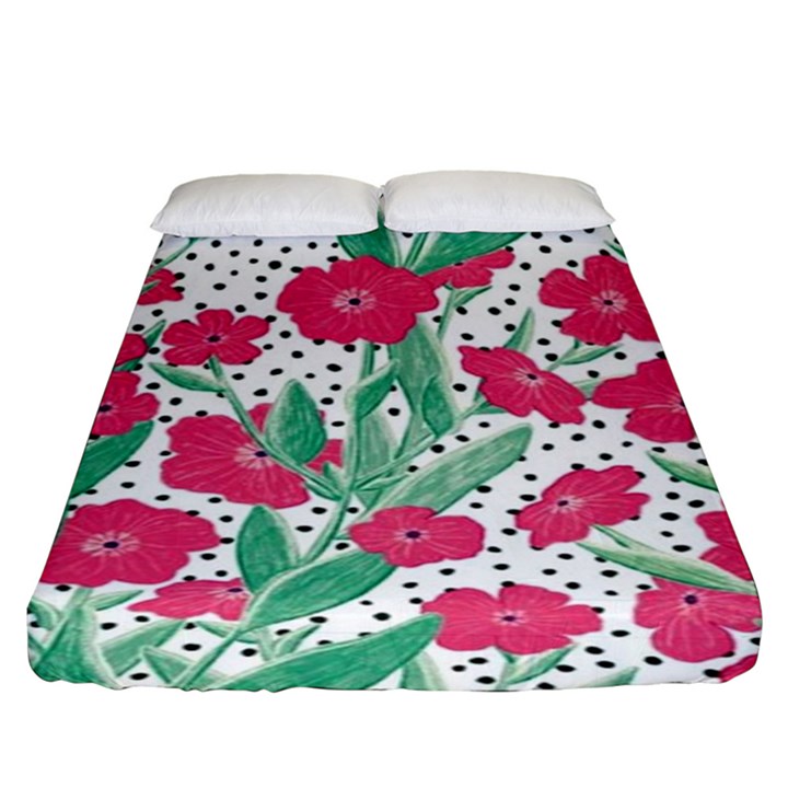 Flora Floral Flower Flowers Pattern Fitted Sheet (King Size)